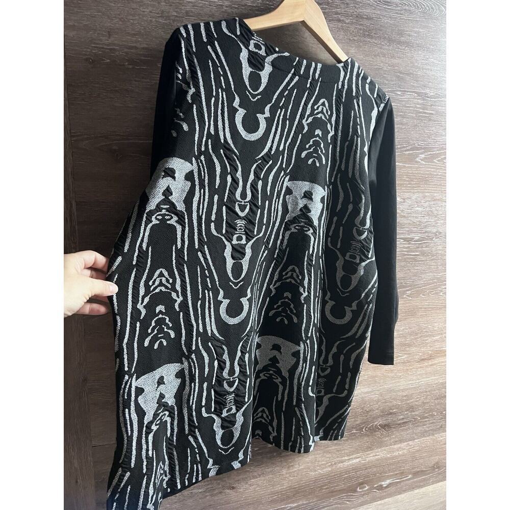 Ali Miles Black Tunic Shirt Blouse XL Women Stretchy Pockets Unique Modern Artsy - Picture 9 of 11